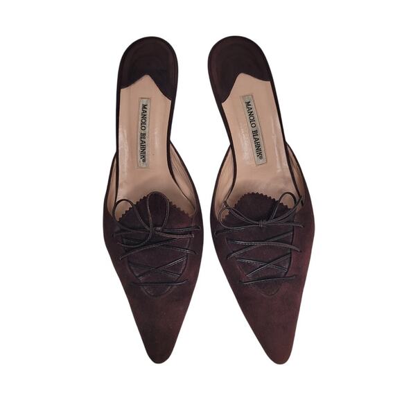 Manolo Blahnik Brown Suede Mules